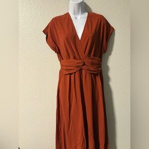 SHEIN Rust Orange Midi Dress